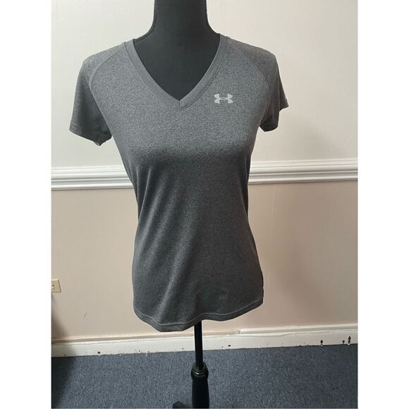 Under Armour Grey Semi-Fitted Heatgear V-neck Tee Shirt - Picture 1 of 4